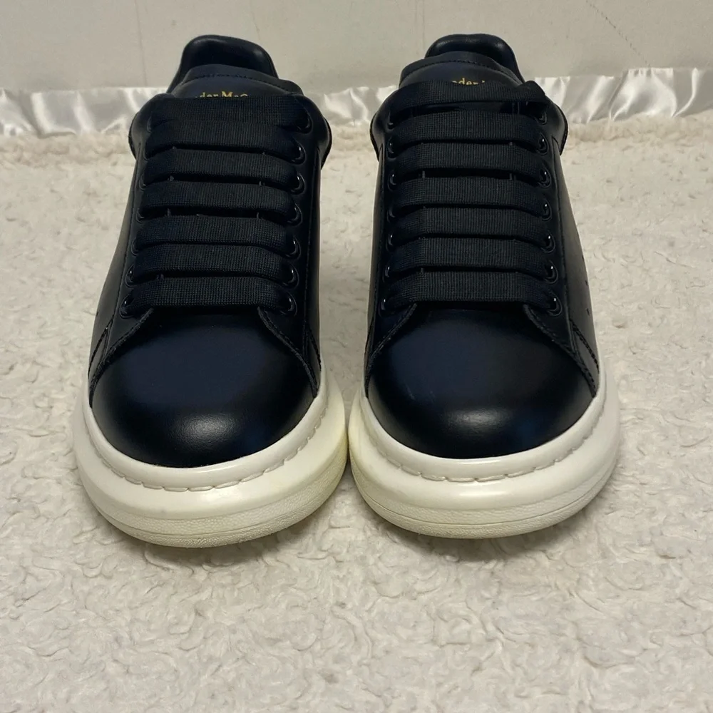 ALEXANDER MCQUEEN BLACK LEATHER OVERSIZED SNEAKERS WOMENS SIZE 6 (36) - Picture 6 of 12
